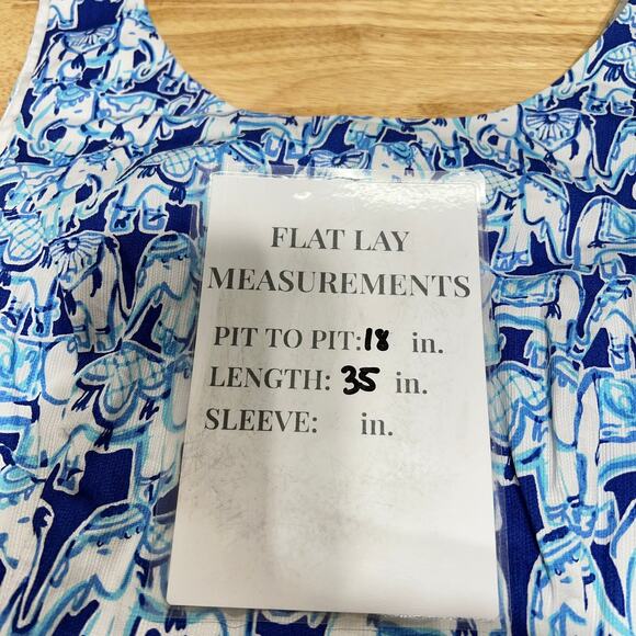 Lilly Pulitzer Cathy Dress Women's 6 Blue Shift Mini Elephant Print Classic - Picture 10 of 10